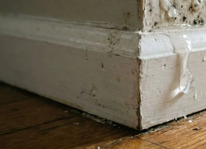 Water dripping from a baseboard inside a residential home
