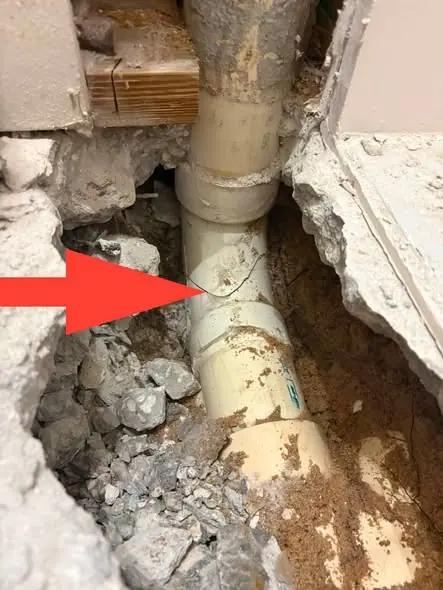 Detected a crack and leak pipe beneath the floor 